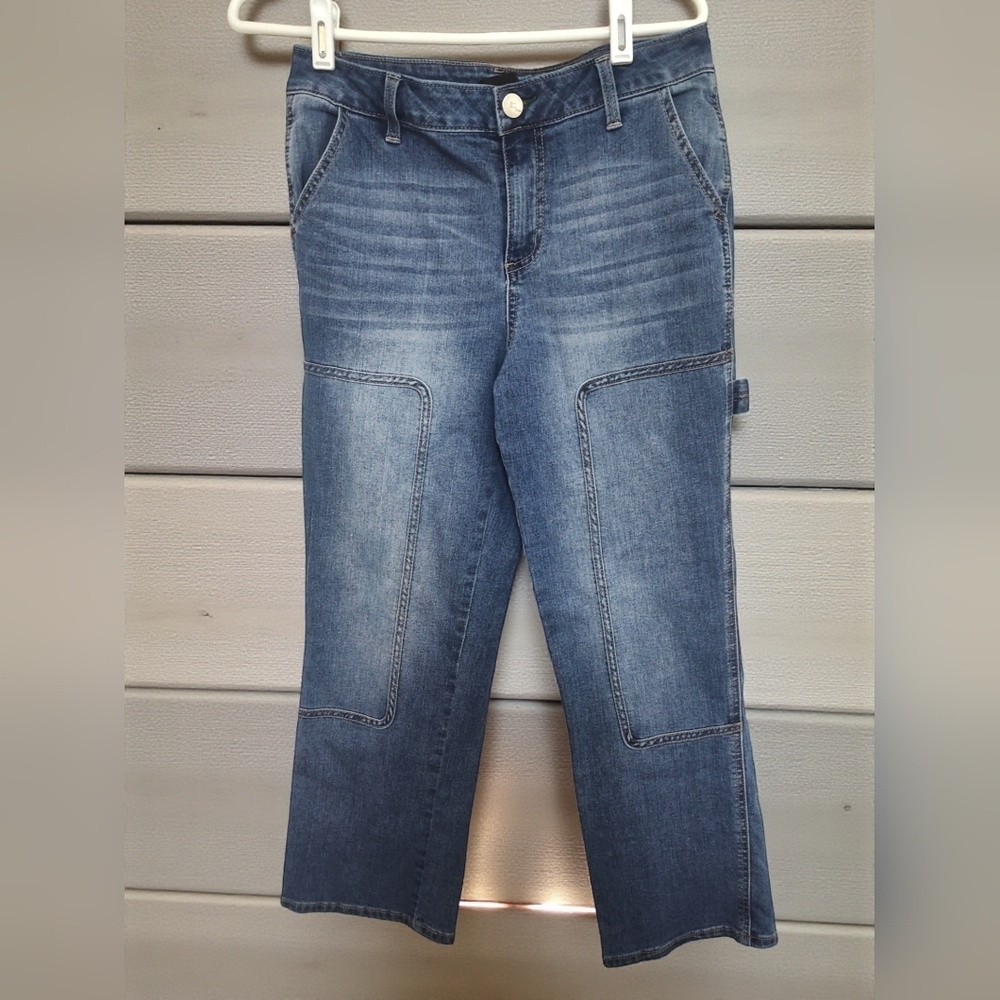 1822 Wide Leg Cropped Denim Jeans, Carpenter Style